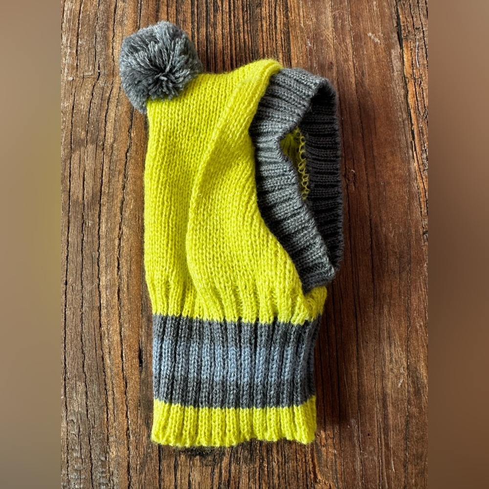 FRIENDS Bright Yellow and Gray Dog Knit Hat